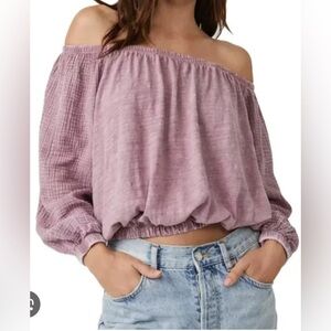NWT Free People : We The Free : Parfait Bubble Off The Shoulder Crop Size Small